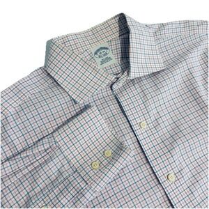 Brooks Brothers Men's Size M Pink Blue Plaid Shirt‎ Long Sleeve Button Down